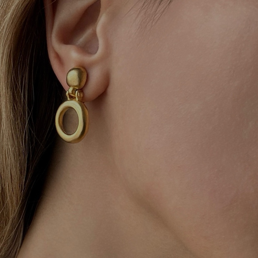 Vintage Givenchy Matte Brushed Golden Clip on Earrings
